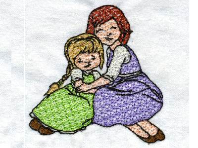 Mother and Daughter Embroidery Machine Design