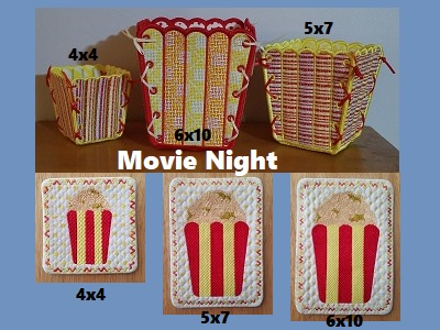 Movie Night Embroidery Machine Design