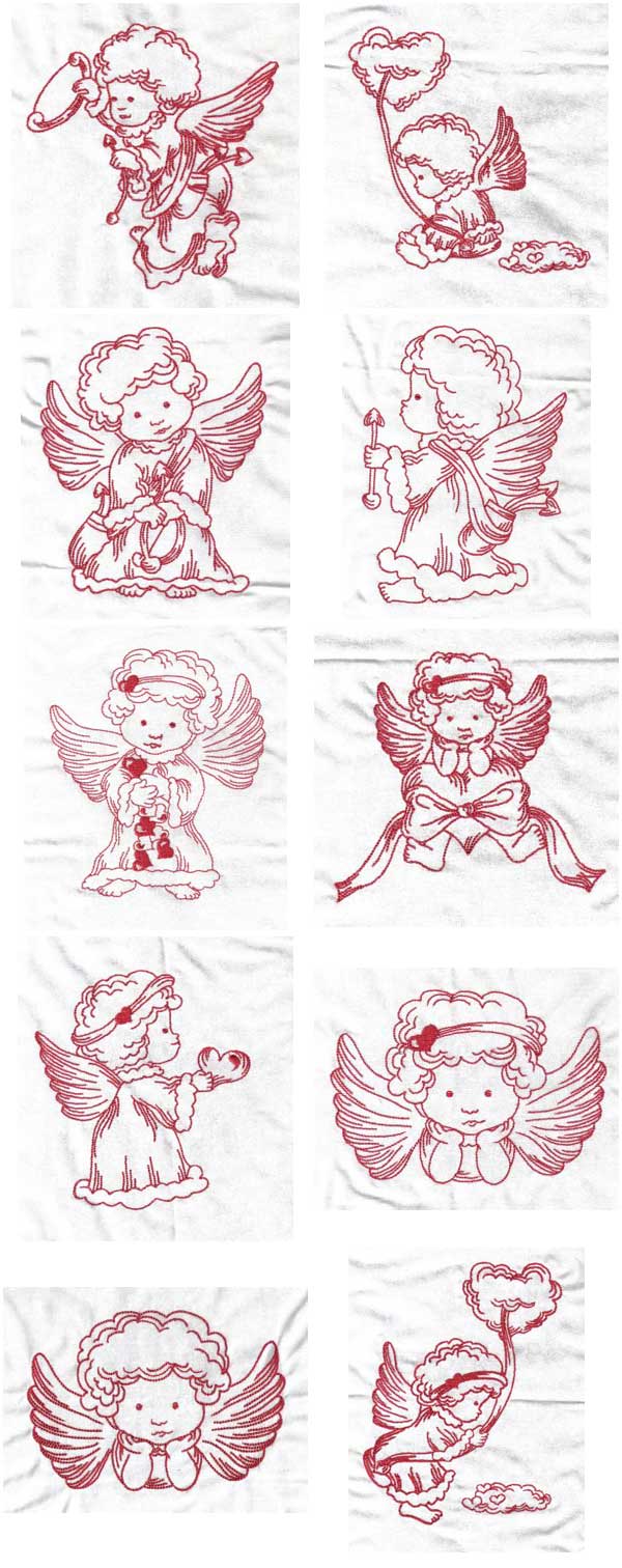 Valentine Angels Embroidery Machine Design Details