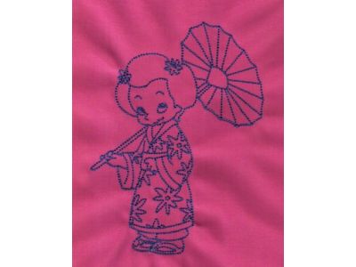 BW Geisha Children Embroidery Machine Design
