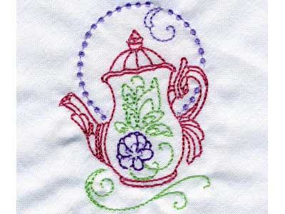 Decorative Teapots Embroidery Machine Design