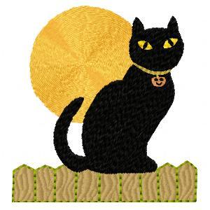 Black Halloween Cat Embroidery Machine Design