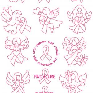 Cancer Awareness Angels Embroidery Machine Design