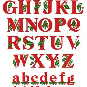 Christmas Holly Font Embroidery Machine Design