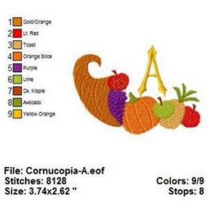 Cornucopia Monograms Embroidery Machine Design