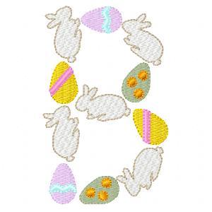 Easter Bunny Alphabet Embroidery Machine Design