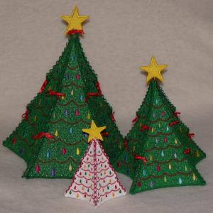 FSL 3D Christmas Trees Embroidery Machine Design
