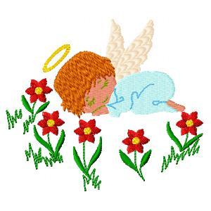 Flower Angels Embroidery Machine Design