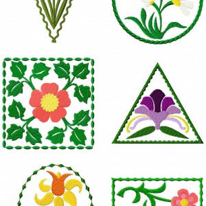 Framed Flowers Embroidery Machine Design