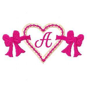 Hearts And Bows Monograms Embroidery Machine Design