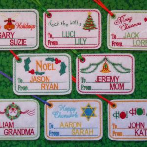 Holiday Gift Tags Embroidery Machine Design