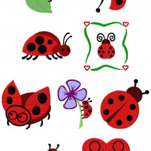 Ladybugs On Parade Embroidery Machine Design