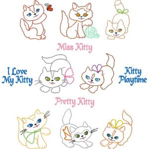 Miss Kitty Embroidery Machine Design
