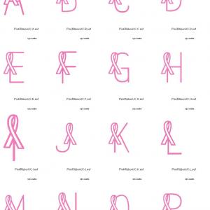Pink Ribbon Alphabet Embroidery Machine Design