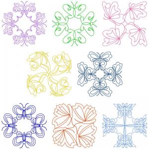 Quilted Butterflies_8x8 Embroidery Machine Design