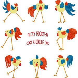 Ritzy Roosters Embroidery Machine Design