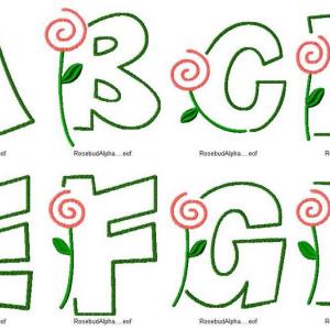 Rosebud Alphabet Embroidery Machine Design