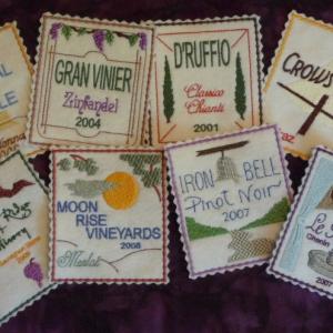 Wine Label Coasters And Designs Embroidery Machine Design