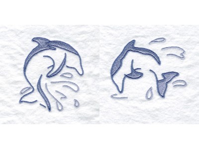 Dolphins Line Work Embroidery Machine Design