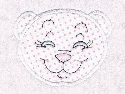 Applique Bear Faces Embroidery Machine Design