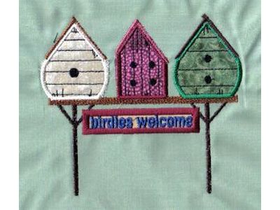 Applique Birdhouses Embroidery Machine Design