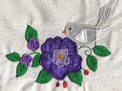 Applique Birds and Flowers Embroidery Machine Design