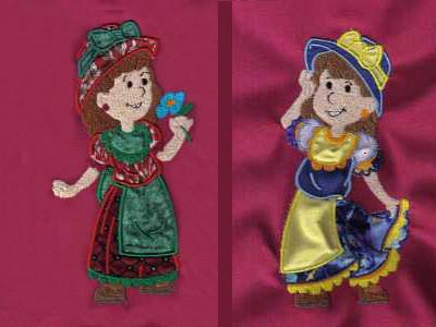 Applique Country Girl 2 Embroidery Machine Design