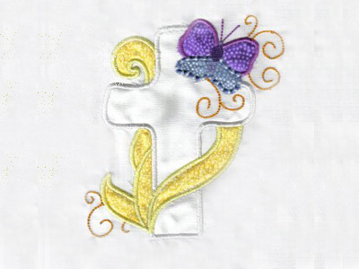 Applique Crosses Ribbons and Butterflies