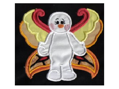 Applique Snow Angels Embroidery Machine Design