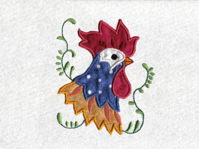 Applique Roosters Embroidery Machine Design