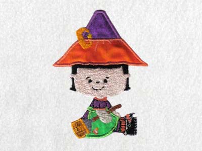 Applique Little Witches Embroidery Machine Design