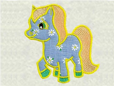 Applique Ponies Embroidery Machine Design