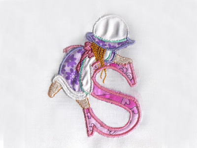 Applique Sunbonnet Alphabet Embroidery Machine Design