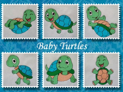 Baby Turtles Embroidery Machine Design