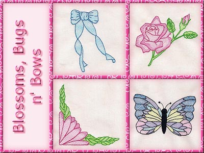 Blossoms Bugs n Bows Embroidery Machine Design