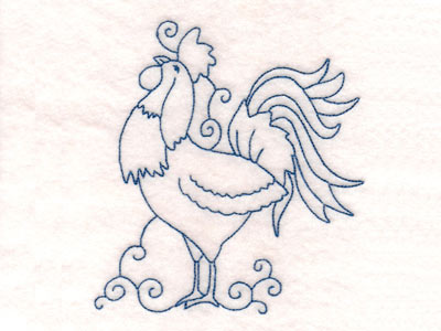 Bluework Roosters Embroidery Machine Design