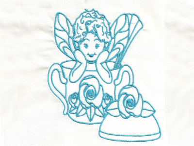 Bluework Teaset Fairies Embroidery Machine Design