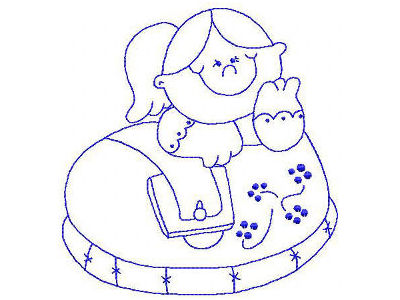 Bluework Living in a Shoe Embroidery Machine Design