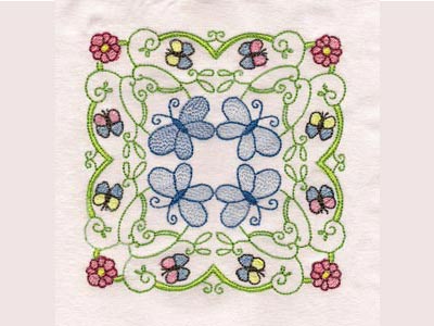 Butterflies and Flowers Blocks Embroidery Machine Design
