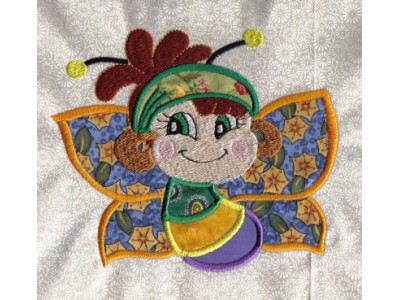 Applique Butterfly Faces Embroidery Machine Design