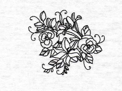 Black Work Florals Embroidery Machine Design