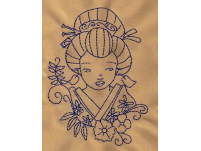 BW Geisha Woman Embroidery Machine Design 9 BW Designs Geisha Designs