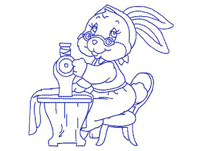 Bluework Granny Bunny Sewing Embroidery Machine Design