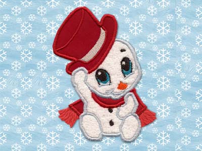 Christmas Baby Snowman Applique Embroidery Machine Design