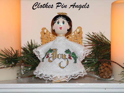Clothespin Angels Embroidery Machine Design