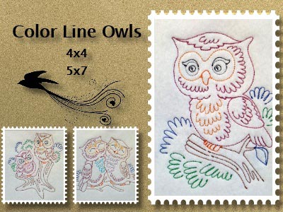 Colorline Owls Embroidery Machine Design
