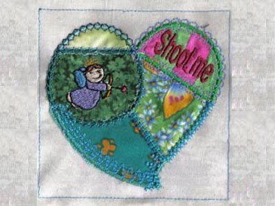 Crazy Quilt Applique Hearts Embroidery Machine Design