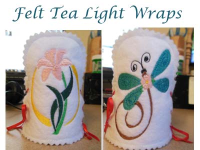 Felt Tea Light Wraps Embroidery Machine Design