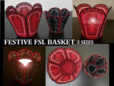 Festive FSL Baskets Embroidery Machine Design