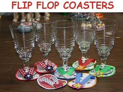 Flip Flop Coasters Embroidery Machine Design